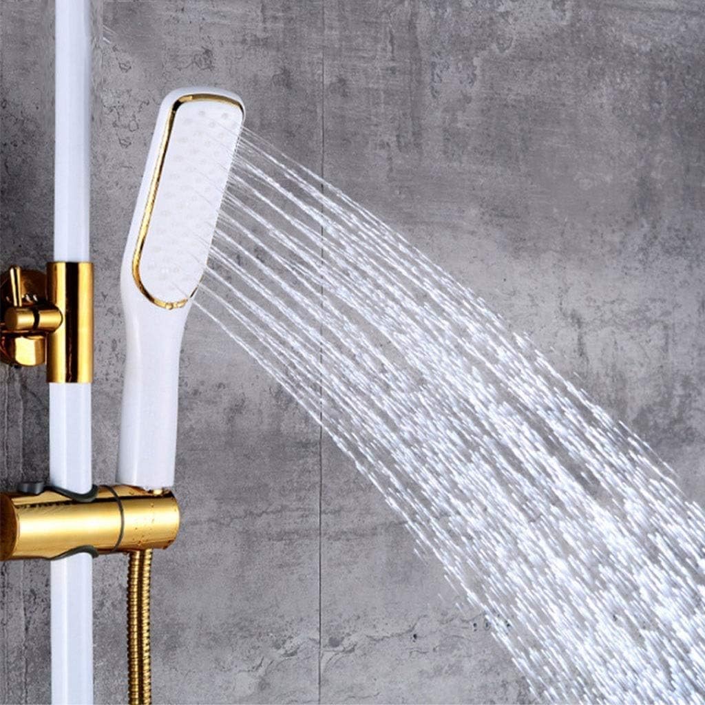 Shower Faucet Set Bathroom White Rainfall Shower Faucet Hot and Cold Water Gold Shower Mixer
