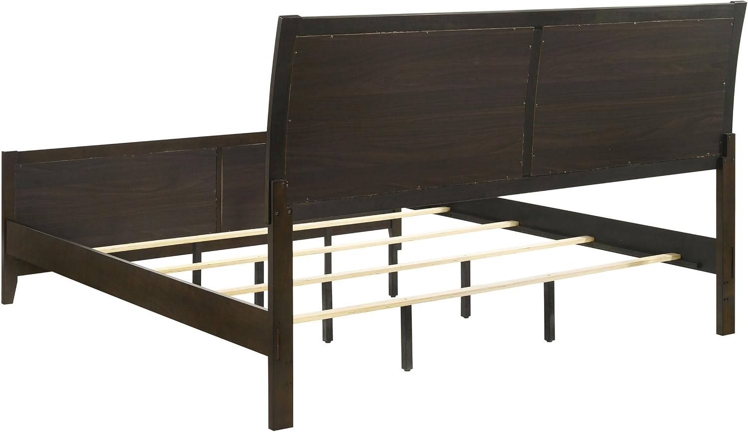 Coaster Home Furnishings Wilkes Transitional 5-Piece Bedroom Set Fabric Upholstered Eastern King Size Panel Bed Frame 51-inch Headboard Dark Cocoa 224421KE-S5