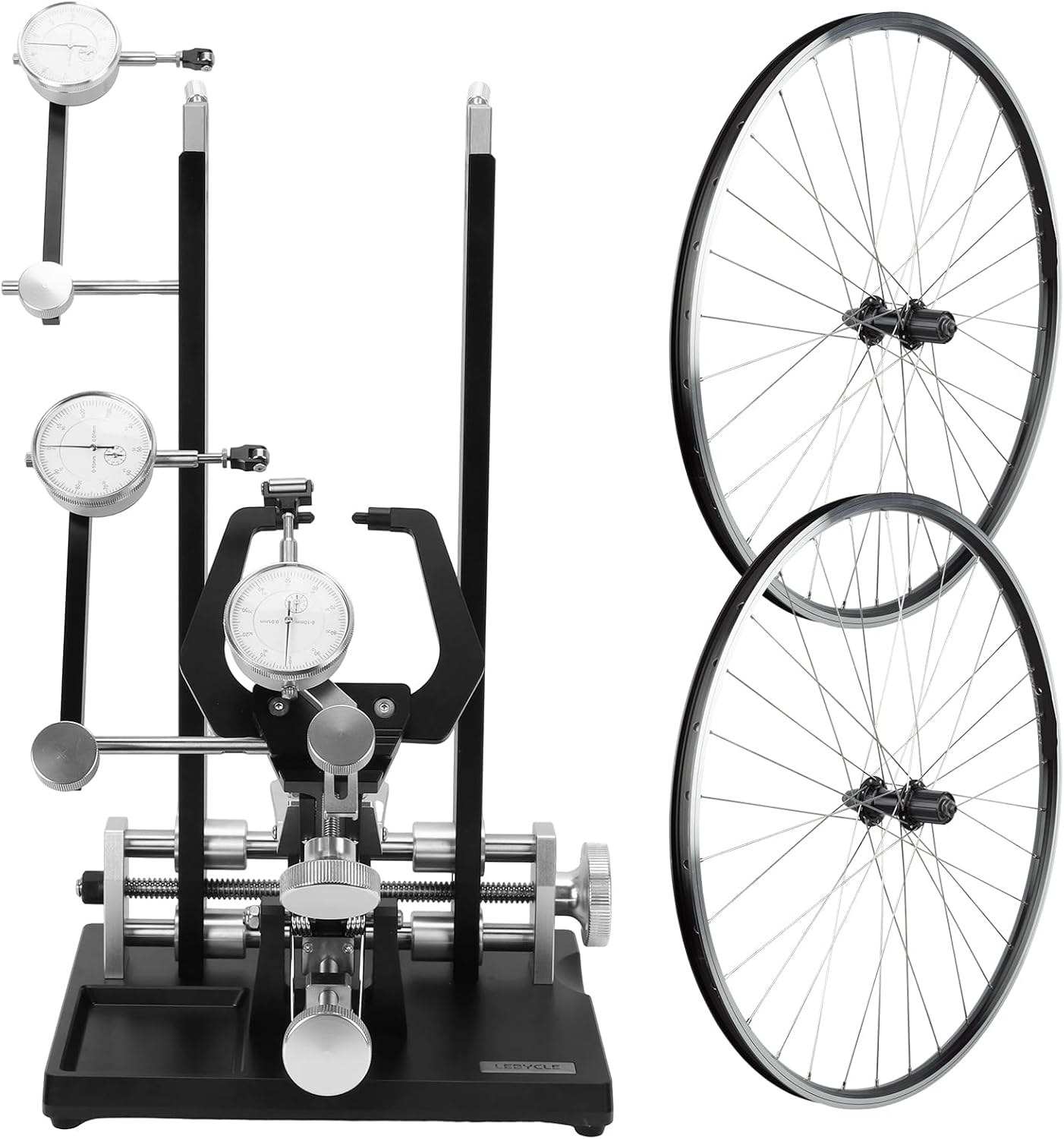 Wheel Truing Stand with Precision Dial Indicators Bike Repair Truing Bearing Stand with Tool Holder for Wheel Alignment and Disc Rotor Check