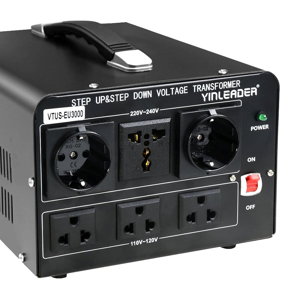 Yinleader 3000W Voltage Converter Transformer(110V to 220V,220V to 110V) Step Up/Down Converter 110/120 Volt - 220/240 Volt w/US Standard Power Cord,Circuit Breaker Protection (VTUS-EU3000)