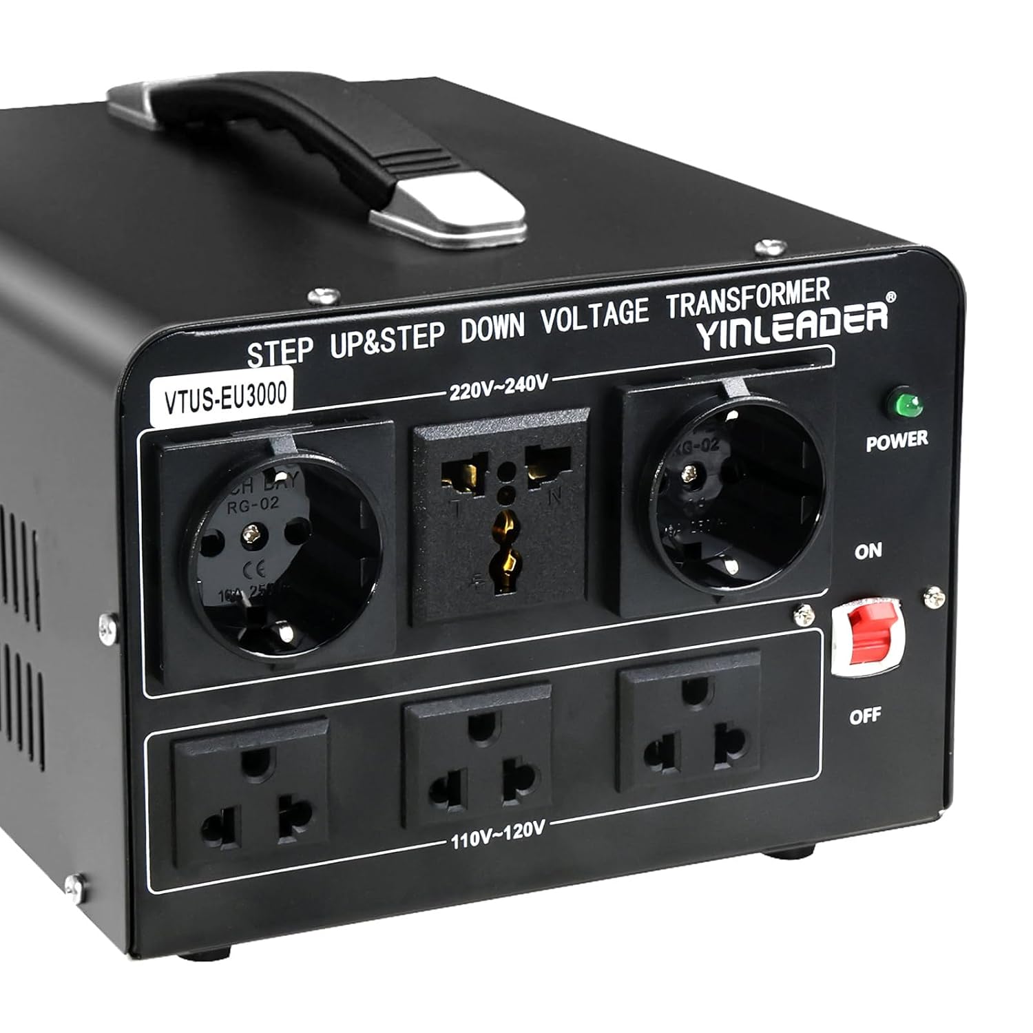 Yinleader 3000W Voltage Converter Transformer(110V to 220V,220V to 110V) Step Up/Down Converter 110/120 Volt - 220/240 Volt w/US Standard Power Cord,Circuit Breaker Protection (VTUS-EU3000)