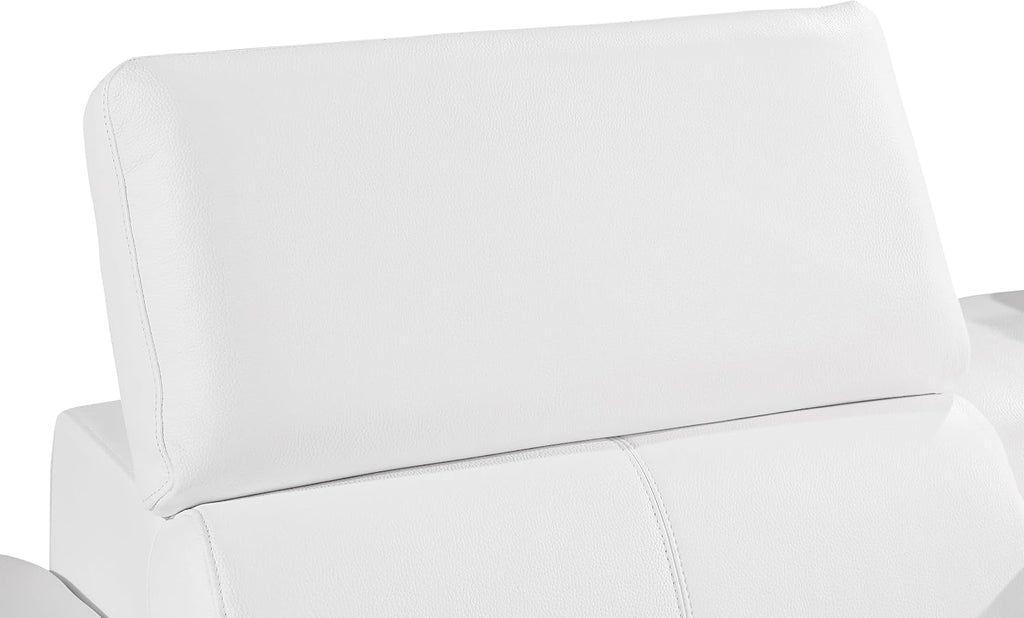 BlackJack Furniture Antonio 8 Piece U Shaped Power Reclining Sectional Sofa, Modular Couch with Top Grain Italian Leather, 4 Electric Recliners, USB & Wireless Chargers, Storage Console, White