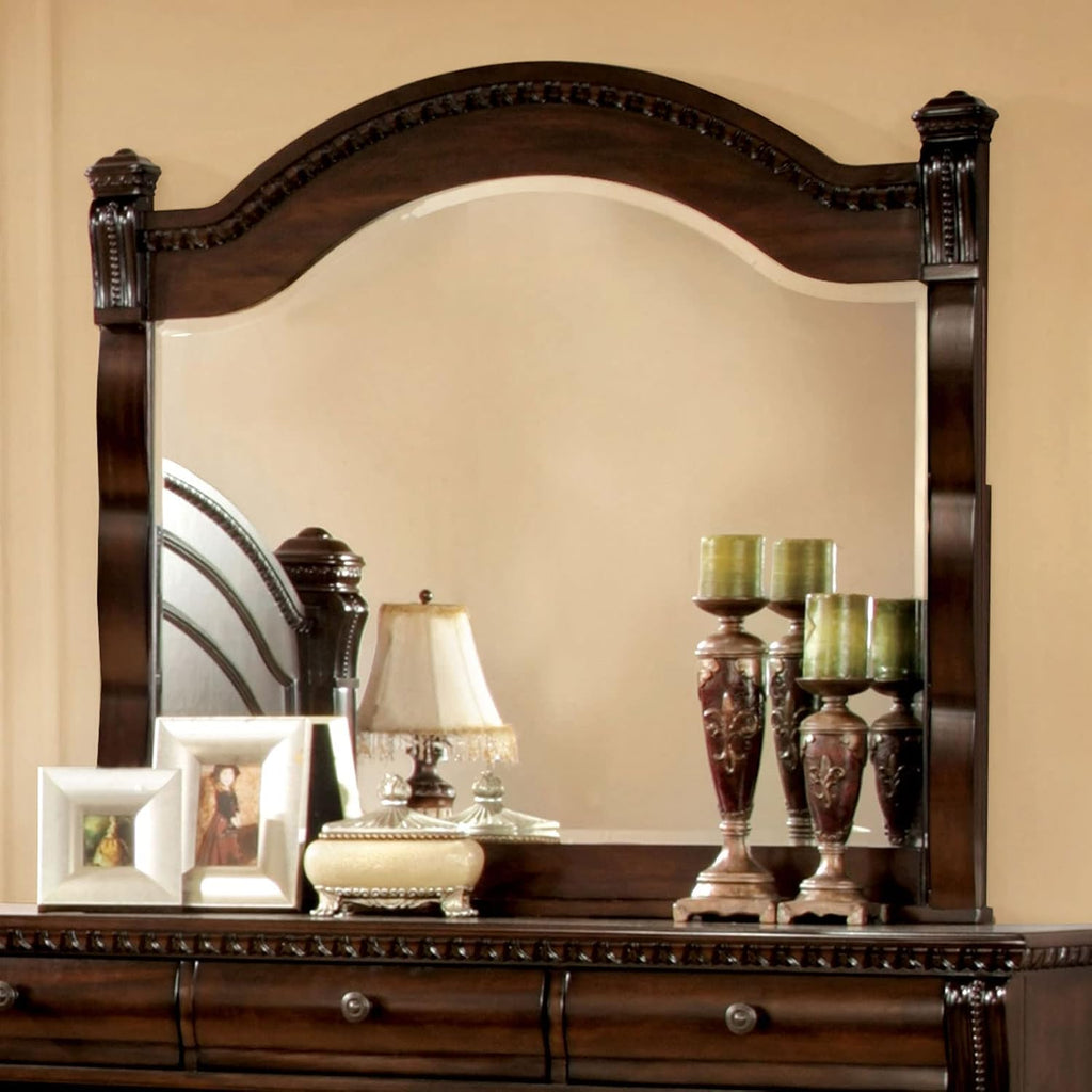 MASARA Traditional 4-Piece Queen Bedroom Set, Cherry Wood, Decorative Posts, Felt-Lined Drawers