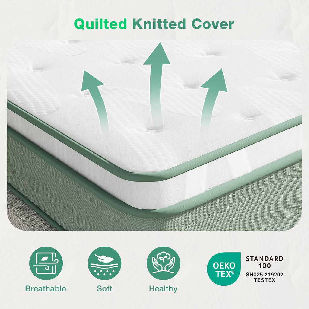 Novilla Twin Mattress, 10 Inch Hybrid Mattress in a Box, Gel Inflation Memory Foam with Pocket Coils Innerspring for a Cozy Night, Pillow Top Twin Size Mattresses, Medium Firm & Fit the Body's Curves