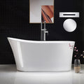 WOODBRIDGE 59' Acrylic Freestanding Bathtub Contemporary Soaking White Tub with Chrome Overflow and Drain，B0083-C-Drain&O