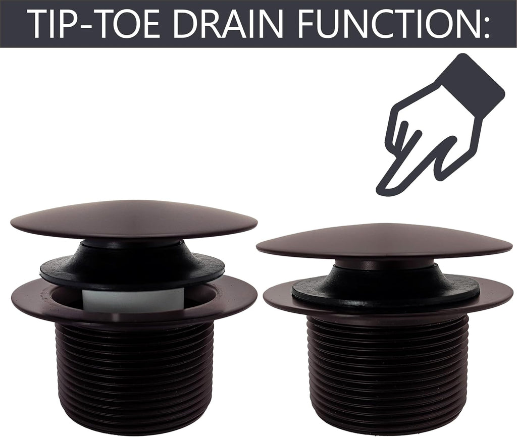 Westbrass D398R-50-12 1-1/2' NPSM Coarse Thread Mushroom Tip-Toe Bathtub Drain Stopper, Oil Rubbed Bronze (50-Pack)