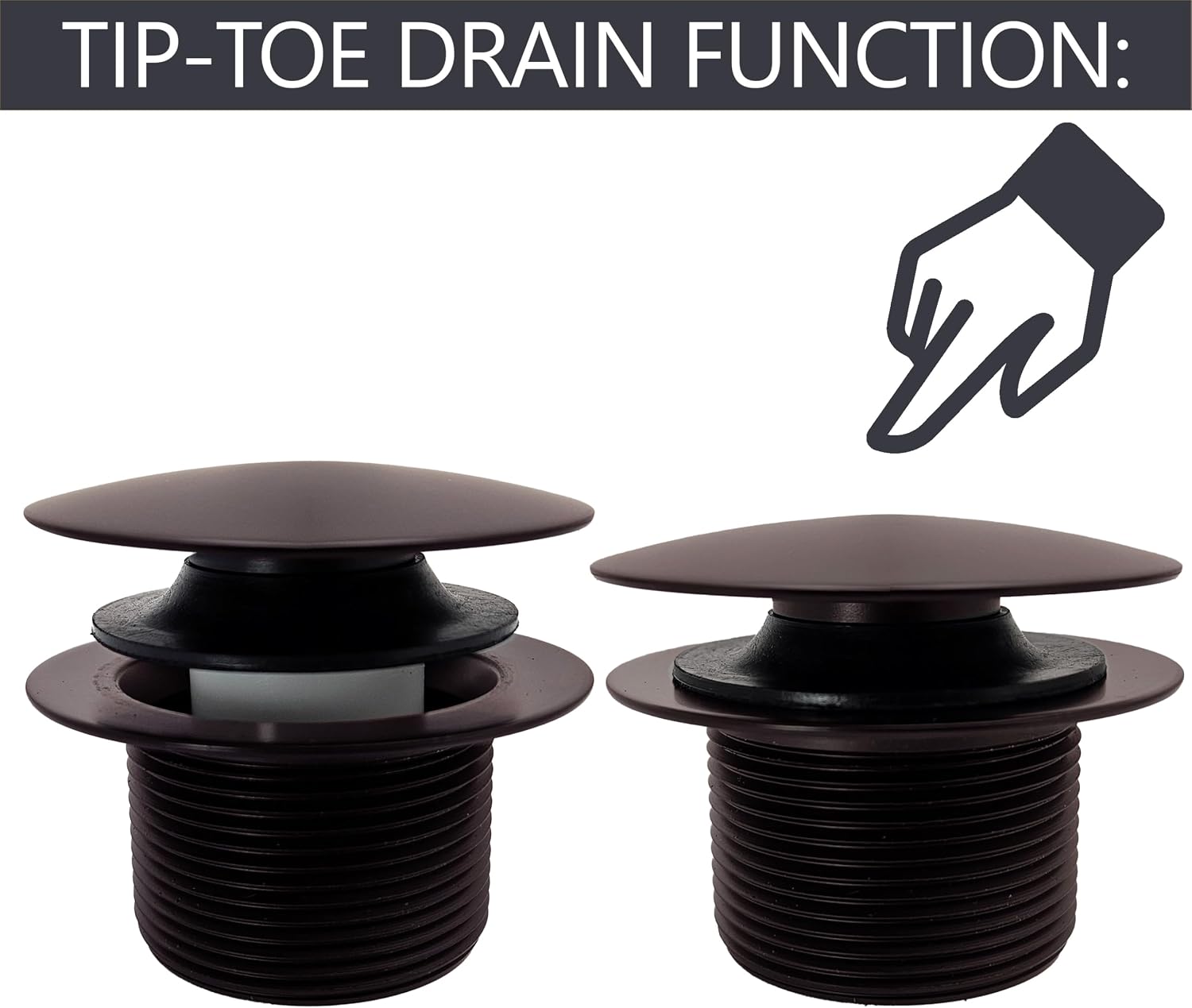 Westbrass D398R-50-12 1-1/2' NPSM Coarse Thread Mushroom Tip-Toe Bathtub Drain Stopper, Oil Rubbed Bronze (50-Pack)