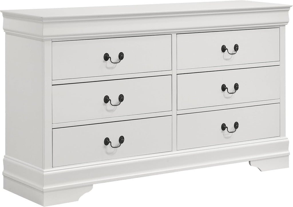 Coaster Home Furnishings Louis Philippe Traditional 5-Piece Bedroom Set Eastern King Size Sleigh Bed Frame 47-inch Headboard White 202441KE-S5