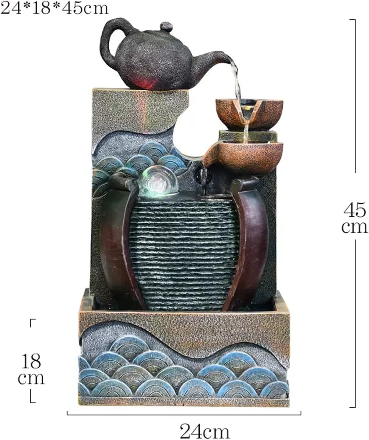 Desktop Fountain Tabletop Fountain Resin Waterfall Desktop Water Decor Indoor Portable Decorative Meditation with Submersible Pump