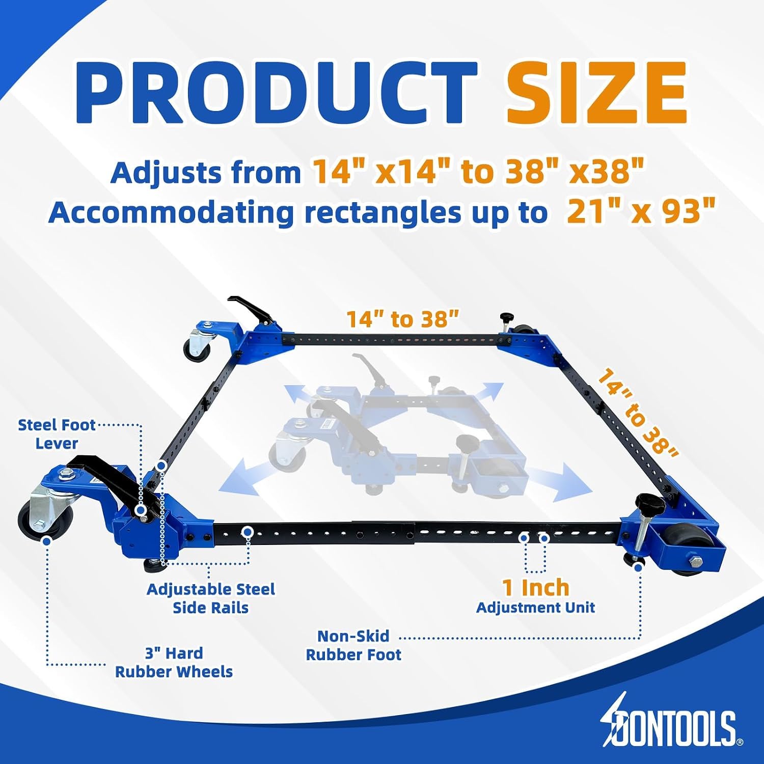 SoonTools Mobile Base with Swivel Wheels, Adjustable Heavy Duty Mobile Base, 700 lbs Capacity，Industrial Rolling Tool Stand for Large Tools, Machines, Bandsaw, Power Tools