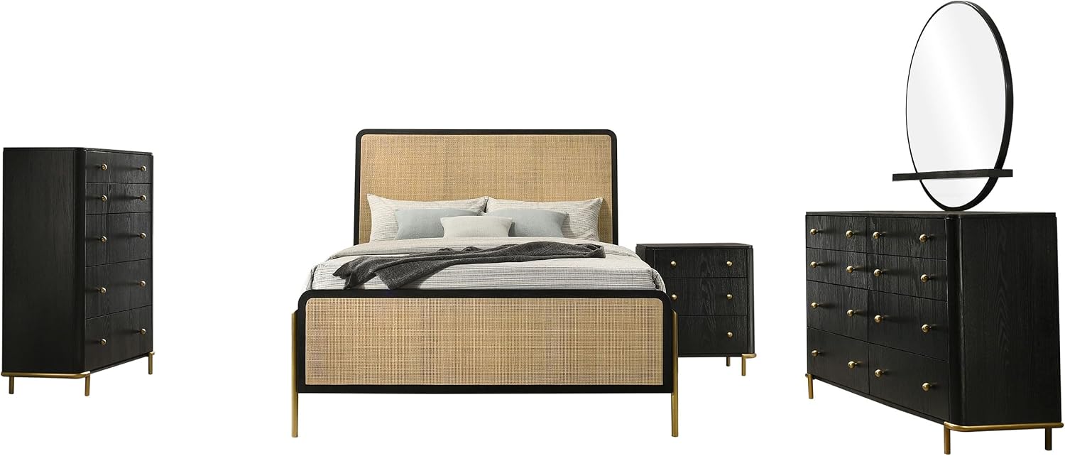 Coaster Home Furnishings Arini 5-Piece California King Bedroom Set Black and Natural 224330KW-S5