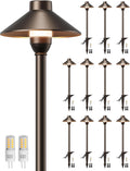 PARTPHONER Low Voltage Landscape Lighting 12-Pack, Aluminum 12V Pathway Lights with G4 Bulbs, Waterproof Oil Rubbed Bronze Color Wired Path Lights with Connectors for Walkway Yard Garden