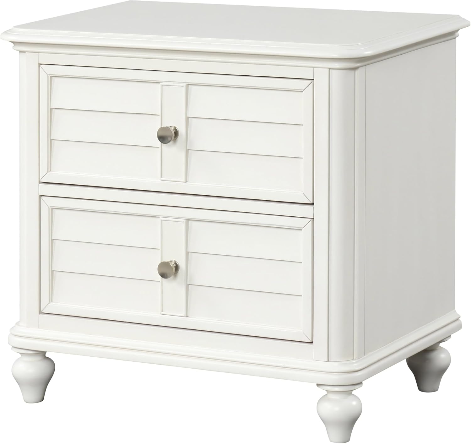 Furniture of America Eryllis Modern Solid Wood 6-Piece Panel Bedroom Set with Louvered Style Headboard, French and English Dovetails, Box Spring Needed, King, Antique White