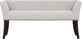 Madison Park Accent Bench for Living Room, Upholstered with Nailhead Trim, & Padded Seat Entryway Bench Small, End of Bed Bench with Back, 49.5' W x 19.25' D x 23' H, White Cream