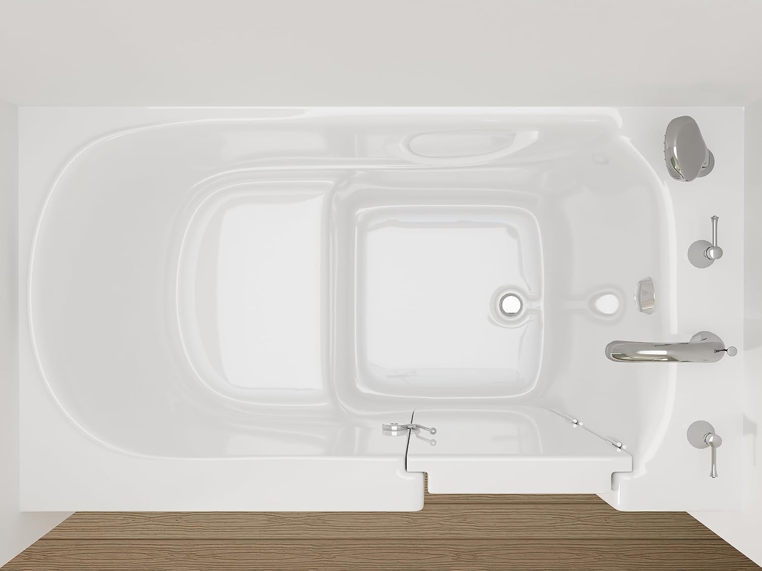 ANZZI Walk-In Bathtub 30 in x 53 in Right Drain Soaking Tub, Quick Fill Faucet, ADA Compliant Seat, Low Threshold Entry, Slip-Resistant Floor, Grab Bar, White Acrylic | AMZ3053RWS