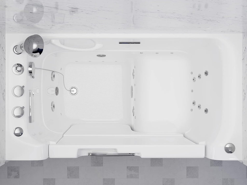 ANZZI Walk-In Bathtub 29 x 52 in Wheelchair Accessible Left Drain Acrylic Tub, Air & Whirlpool Jets, ADA Compliant Seat, Quick Fill Faucet, Heater, Aromatherapy, Chromatherapy, Auto Drain | 2953WCLWD