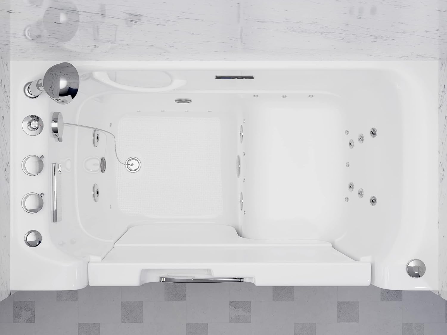 ANZZI Walk-In Bathtub 29 x 52 in Wheelchair Accessible Left Drain Acrylic Tub, Air & Whirlpool Jets, ADA Compliant Seat, Quick Fill Faucet, Heater, Aromatherapy, Chromatherapy, Auto Drain | 2953WCLWD