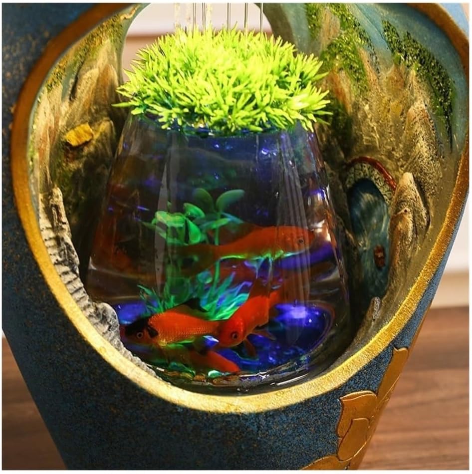 Desktop Fountain Tabletop Fountain, Desktop Fish Tank Relaxing Ambiance for Home and Office Decor for Office, Living Room