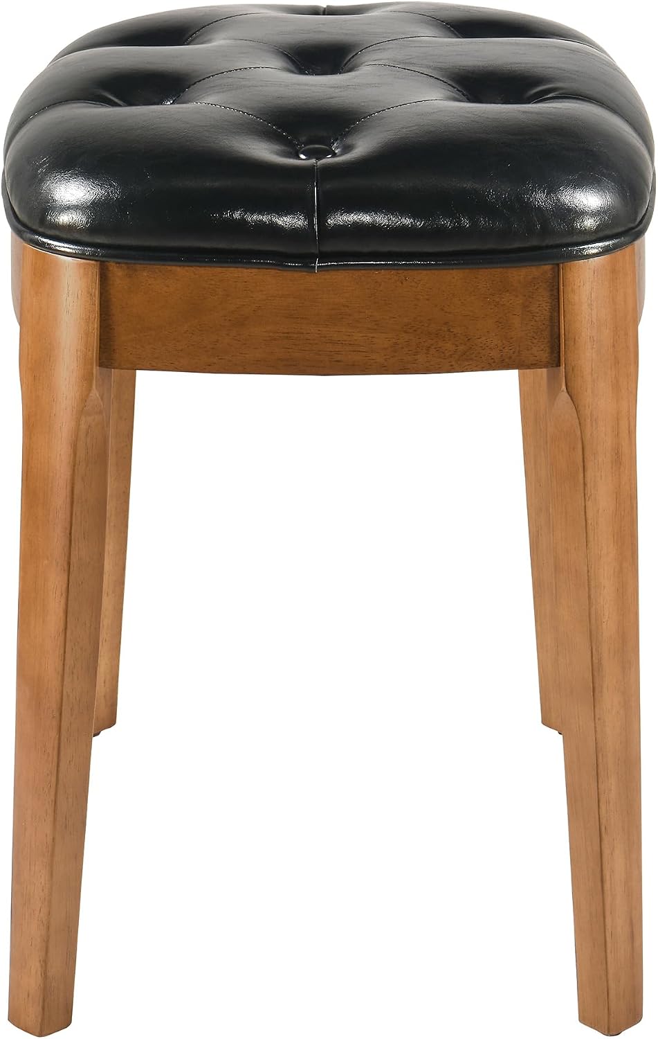 Vanity Stool with Padded Cushion, Vanity Bench with Wood Legs, Piano Bench Seat with with Solid Wood Legs, Backless Vanity Stool for Makeup Room, Bedroom, Dining Room and Study Room, Black