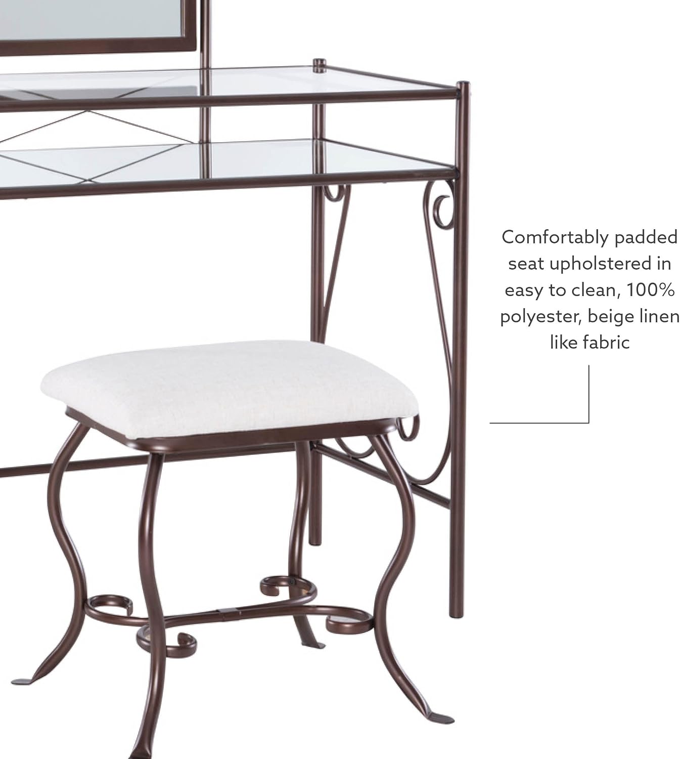 Linon Clarisse Metal Vanity Set (58950MTL-01-KD-U)