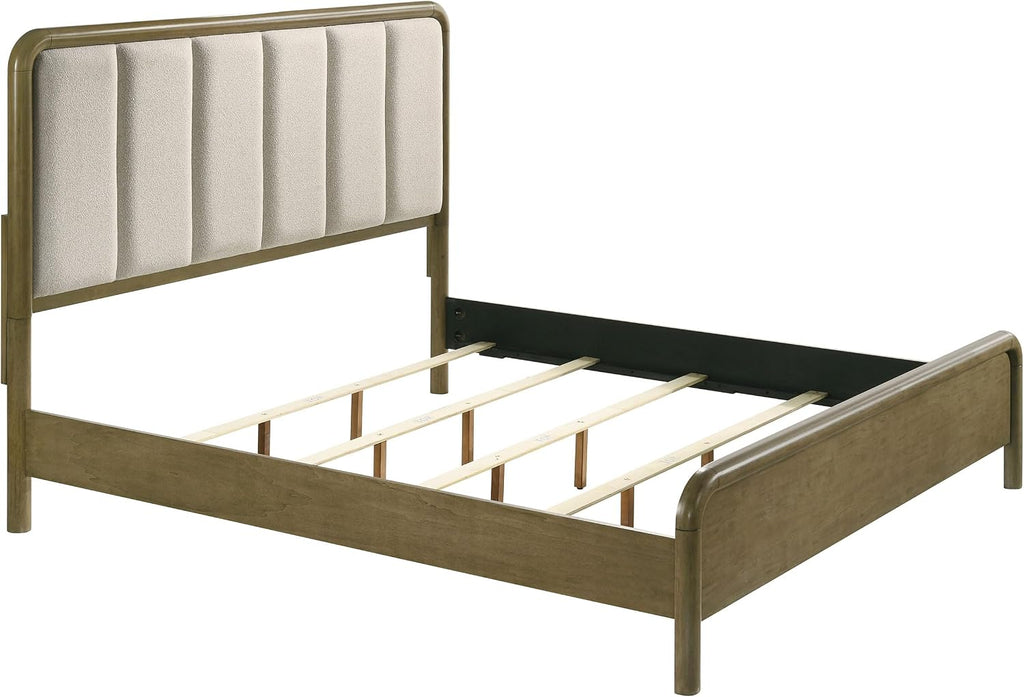 Coaster Home Furnishings Amsbury Transitional 4-Piece Bedroom Set Boucle Upholstered Queen Size Panel Bed Frame 59-inch Headboard Nutmeg 224271Q-S4