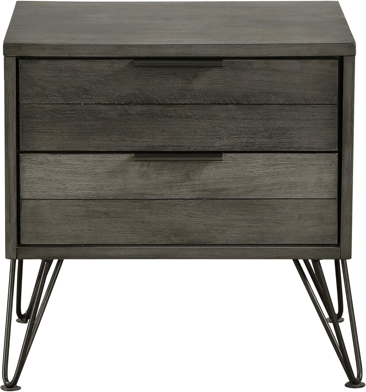 5-Piece Modern California King Size Bed Set Panel Gray Finish Solid Acacia Wood Metal Legs Bedroom Furniture