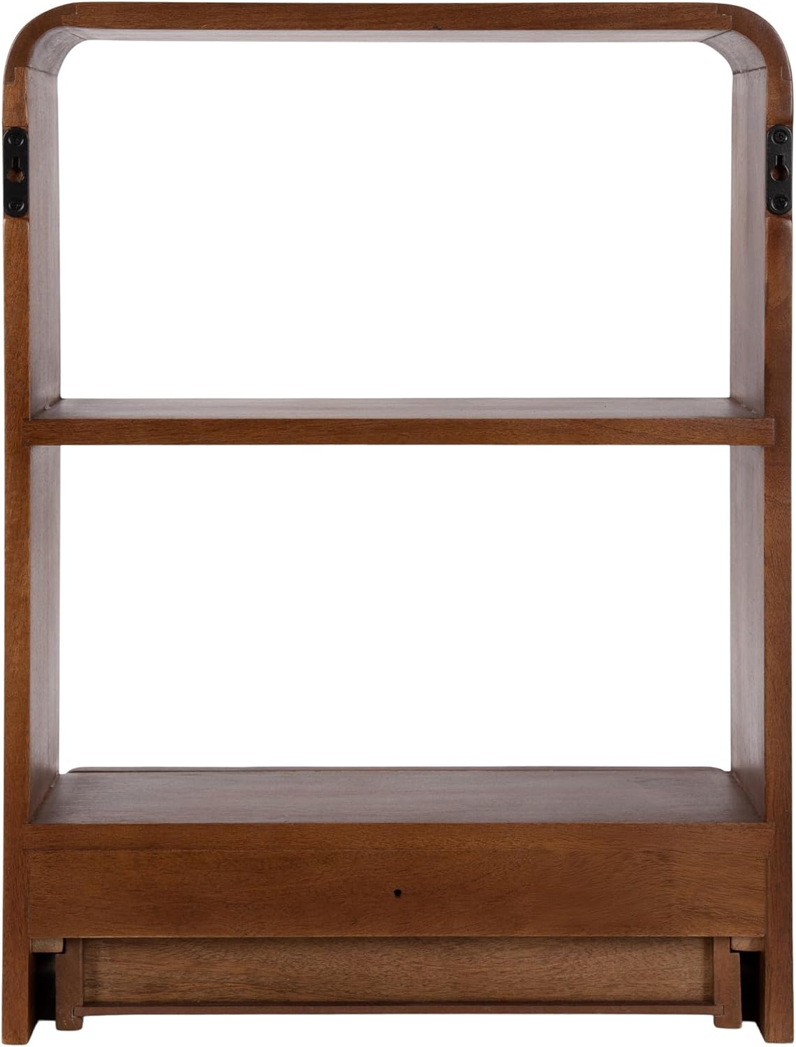 Kate and Laurel Kato Modern Wall Shelf with Drawer; 18 x 24; Walnut Brown; Decorative Over The Toilet Shelf for Use as Bathroom Storage or Living Room Display Shelf