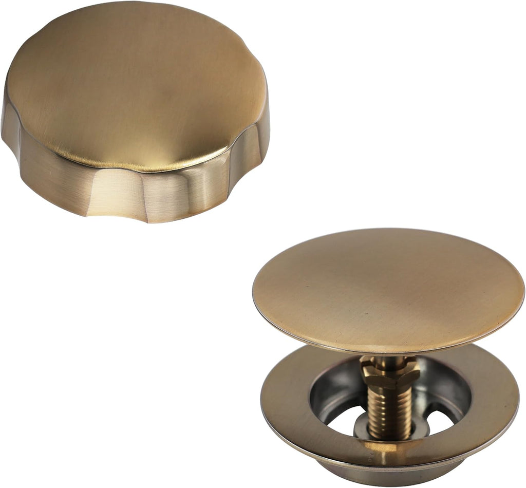Westbrass A50P45-19 45' SCH. 40 PVC Cable Driven Bath Drain Trim Kit with Rotary Overflow Cover Knob and Pop-Up Stopper, Champagne Bronze