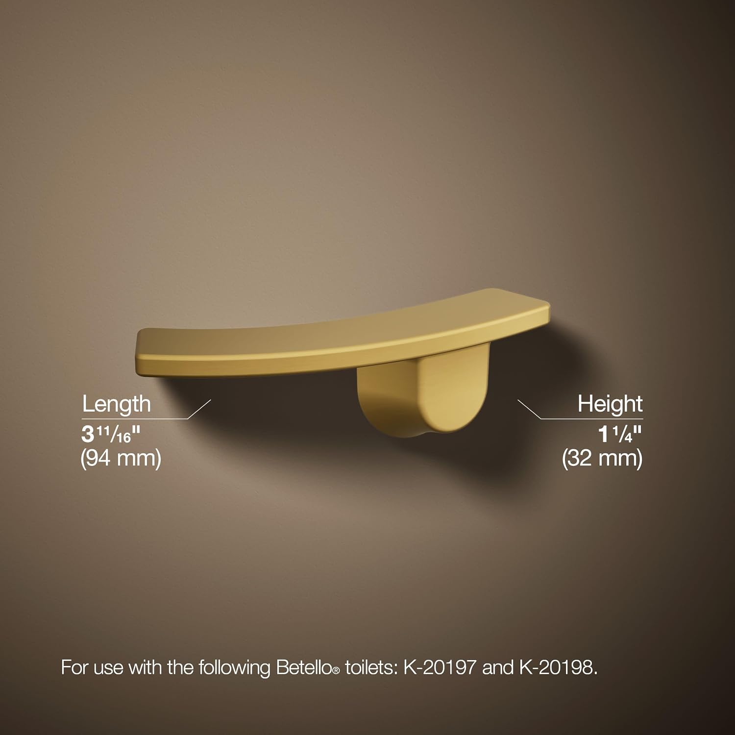 Kohler K-21261-L-2MB Betello Left-hand Trip Lever, Vibrant Moderne Brushed Brass