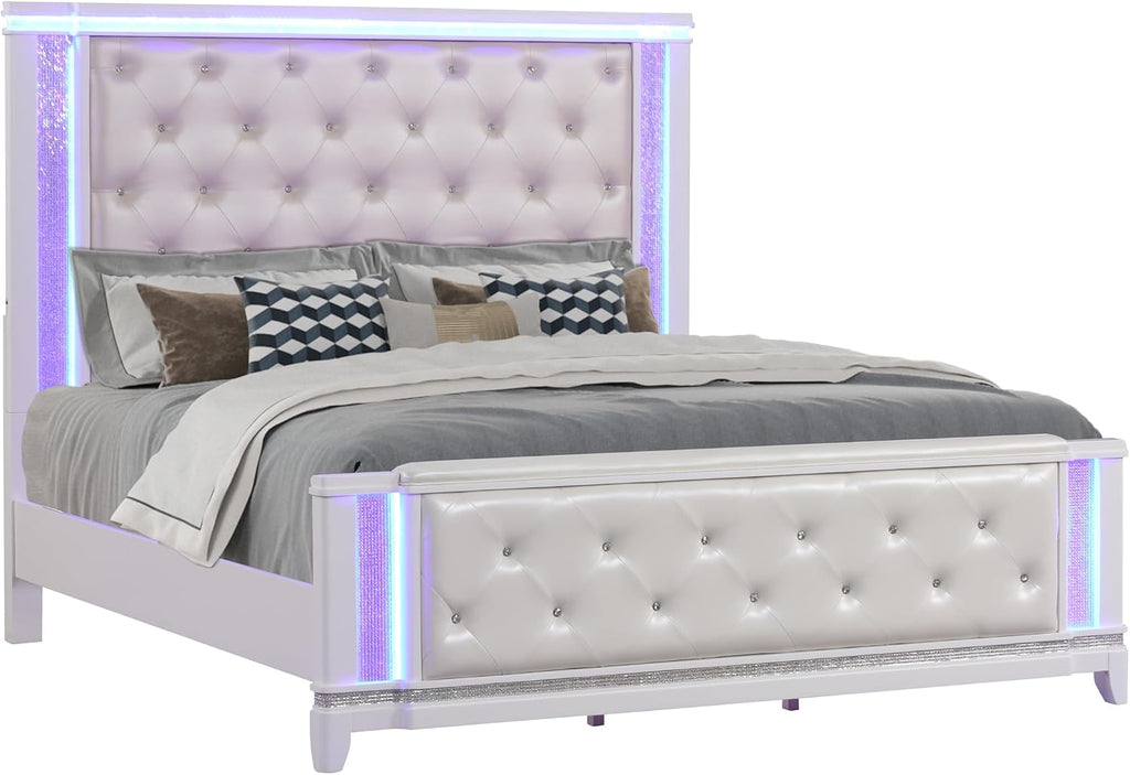 King 5 Pc Bedroom Set in Milky White