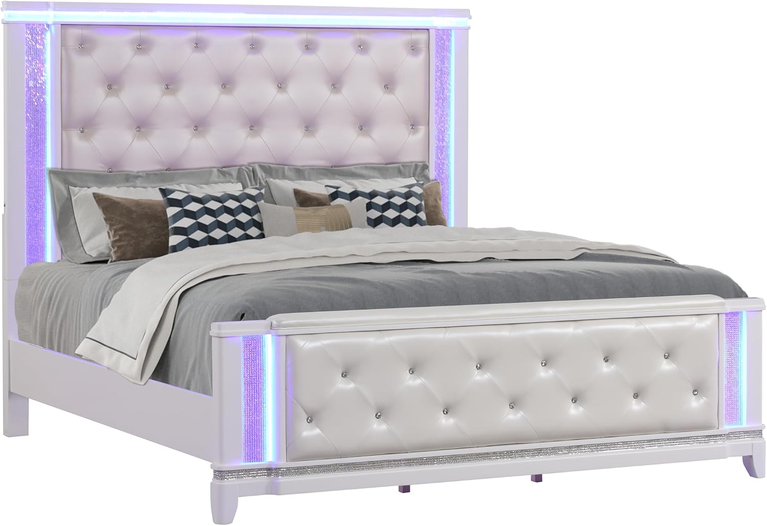 King 5 Pc Bedroom Set in Milky White