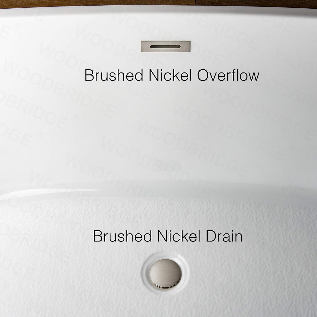 WOODBRIDGE B1412-B/N-Drain &O Bathtub, Brushed Nickel (B1412 -B/N-Drain &O)