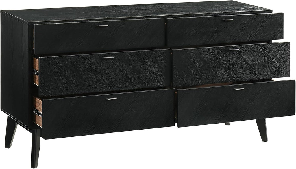 Armen Living Petra King 4 Piece Wood Bedroom Set in Black Finish