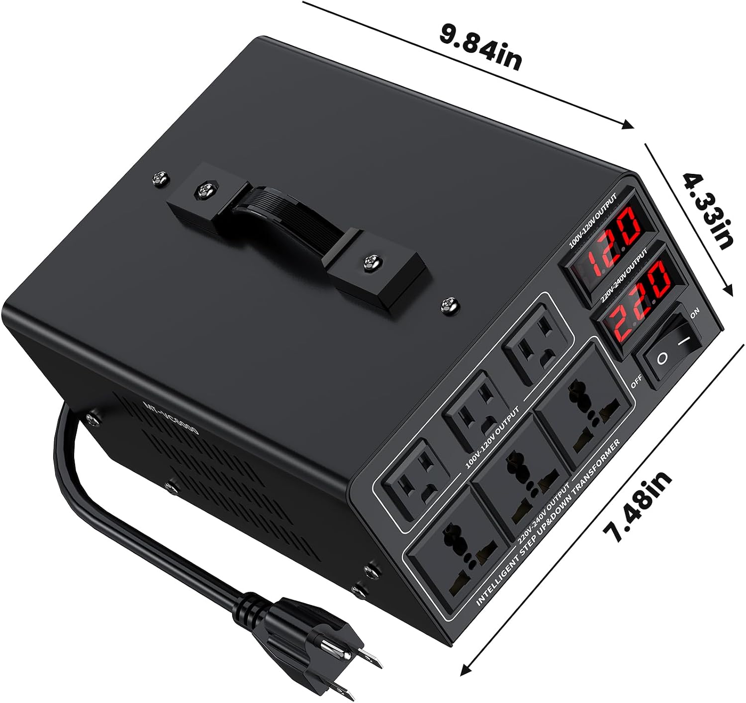 6000W Voltage Converter Transformer(110V to 220V or 220V to 110V) Step Up/Down Converter 110/120 Volt - 220/240 Volt w/US Power Cord,Circuit Breaker Protection, LCD Screen Display