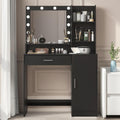 Palimder Vanity Desk with Mirror & Light, Large Drawer & Three Level Storage Dresser, 3 Lighting Modes Adjustable Brightness, Bedroom Dressing Table (Black)