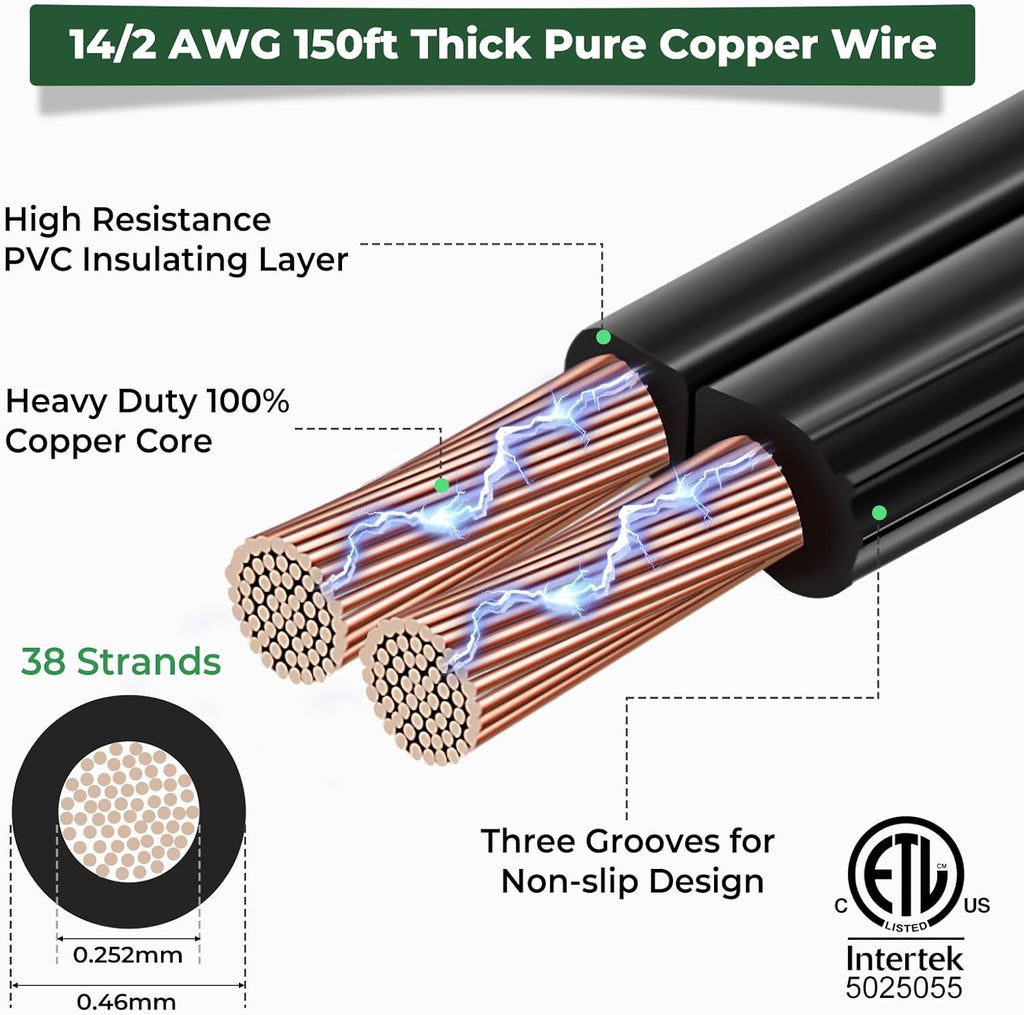 Gardencoin All-in-One LED Low Voltage Landscape Lighting Kit, 5W Spotlights with 200W Transformer 150ft Wire and 12 Fastlock Connectors, 2700K Waterproof Aluminum Fixture for House Tree Yard Garden