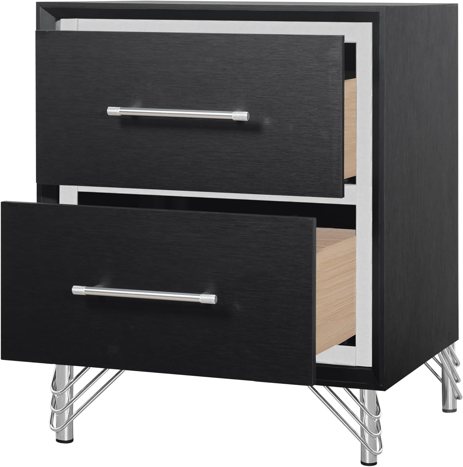 New Classic Furniture Ava 5-Piece Wood Queen Bedroom Set with 2 Nightstands, Ebony Black