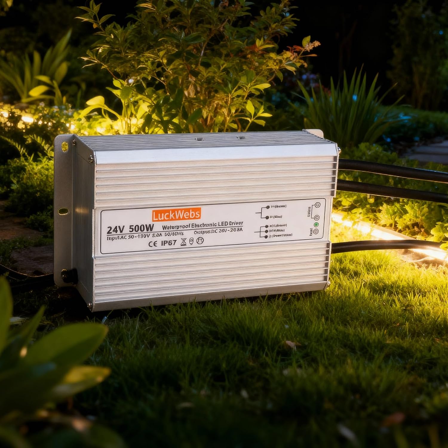 LED Driver 24V 500W Waterproof Power Supply AC90-130V to DC24V20.8A Low-Voltage IP67 Transformer Suitable for Street Lights Lawn Lights LED Outdoor Landscape Lighting Waterproof Transformer