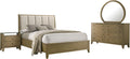 Coaster Home Furnishings Granada Transitional 4-Piece Bedroom Set Fabric Upholstered Queen Size Panel Bed Frame 53-inch Headboard Natural Pine 224921Q-S4