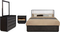 Coaster Home Furnishings - Leandro - Wood - 4-Piece Bedroom Set with Wingback Design, Tufted Detail and Recessed Pulls - Bedroom - Eastern King Size - Burnished Black - 222491KE-S4