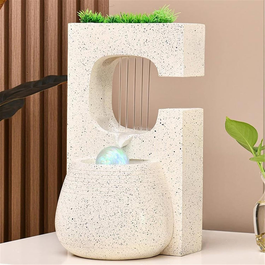 Tabletop Fountain Minimalist Tabletop Fountain Water Features Indoor Waterfall Fountains for Home Office Decoration(Beige)