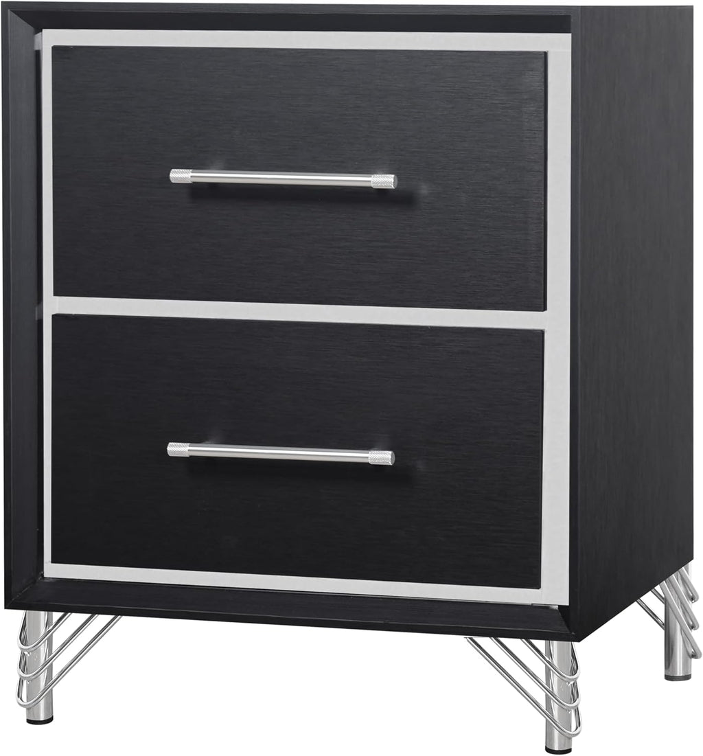New Classic Furniture Ava 5-Piece Wood Queen Bedroom Set with 2 Nightstands, Ebony Black