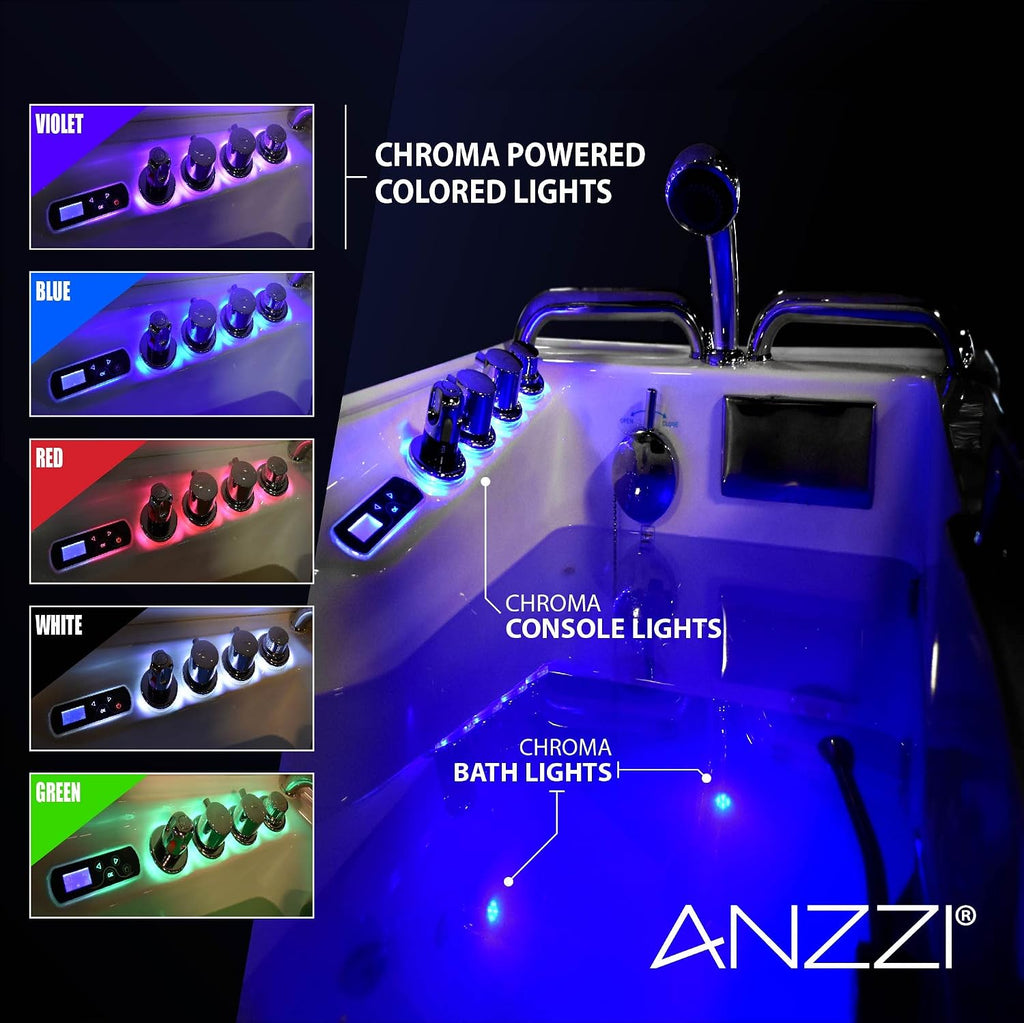 ANZZI Walk-In Bathtub 29 x 52 in Wheelchair Accessible Left Drain Acrylic Tub, Air & Whirlpool Jets, ADA Compliant Seat, Quick Fill Faucet, Heater, Aromatherapy, Chromatherapy, Auto Drain | 2953WCLWD