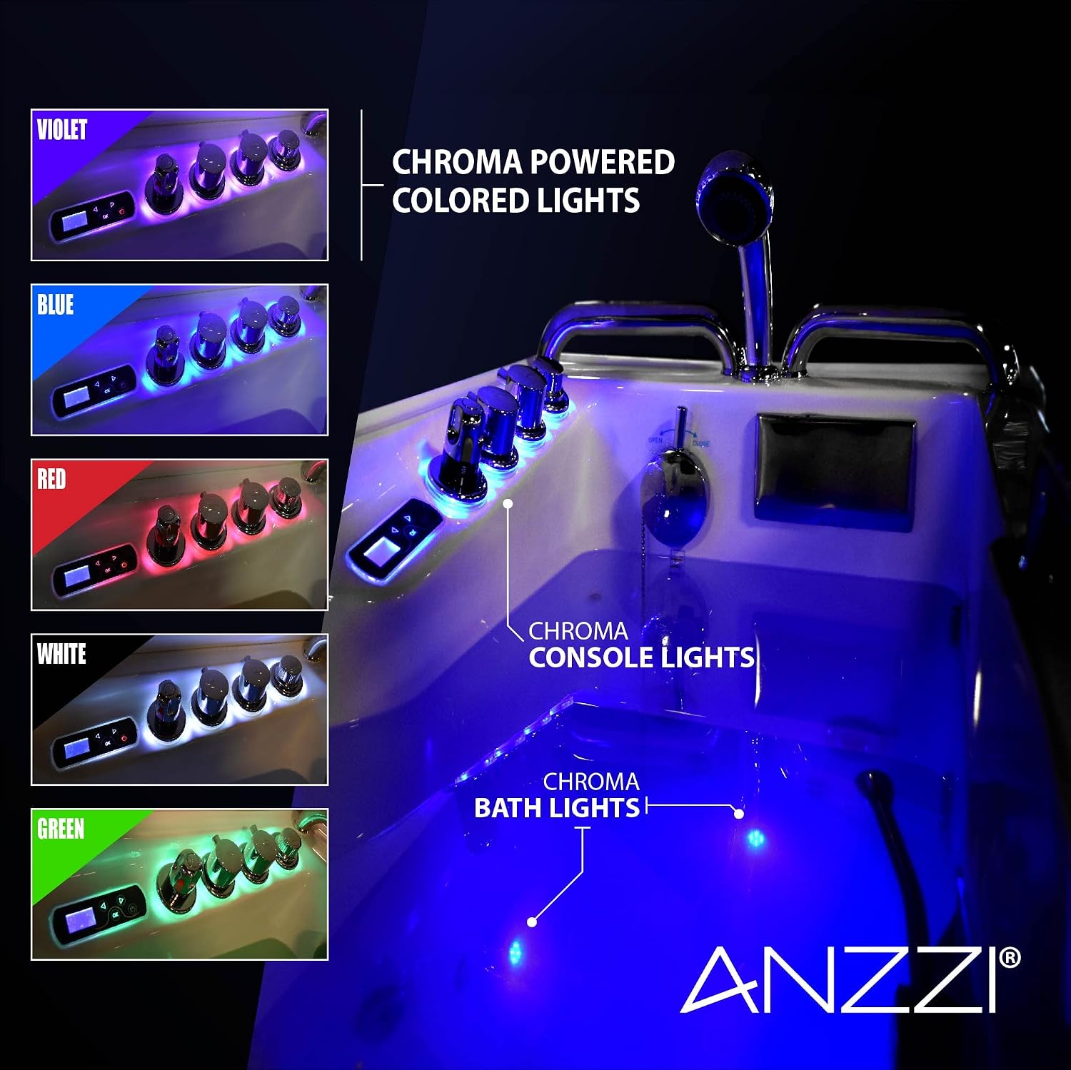 ANZZI Walk-In Bathtub 29 x 52 in Wheelchair Accessible Left Drain Acrylic Tub, Air & Whirlpool Jets, ADA Compliant Seat, Quick Fill Faucet, Heater, Aromatherapy, Chromatherapy, Auto Drain | 2953WCLWD