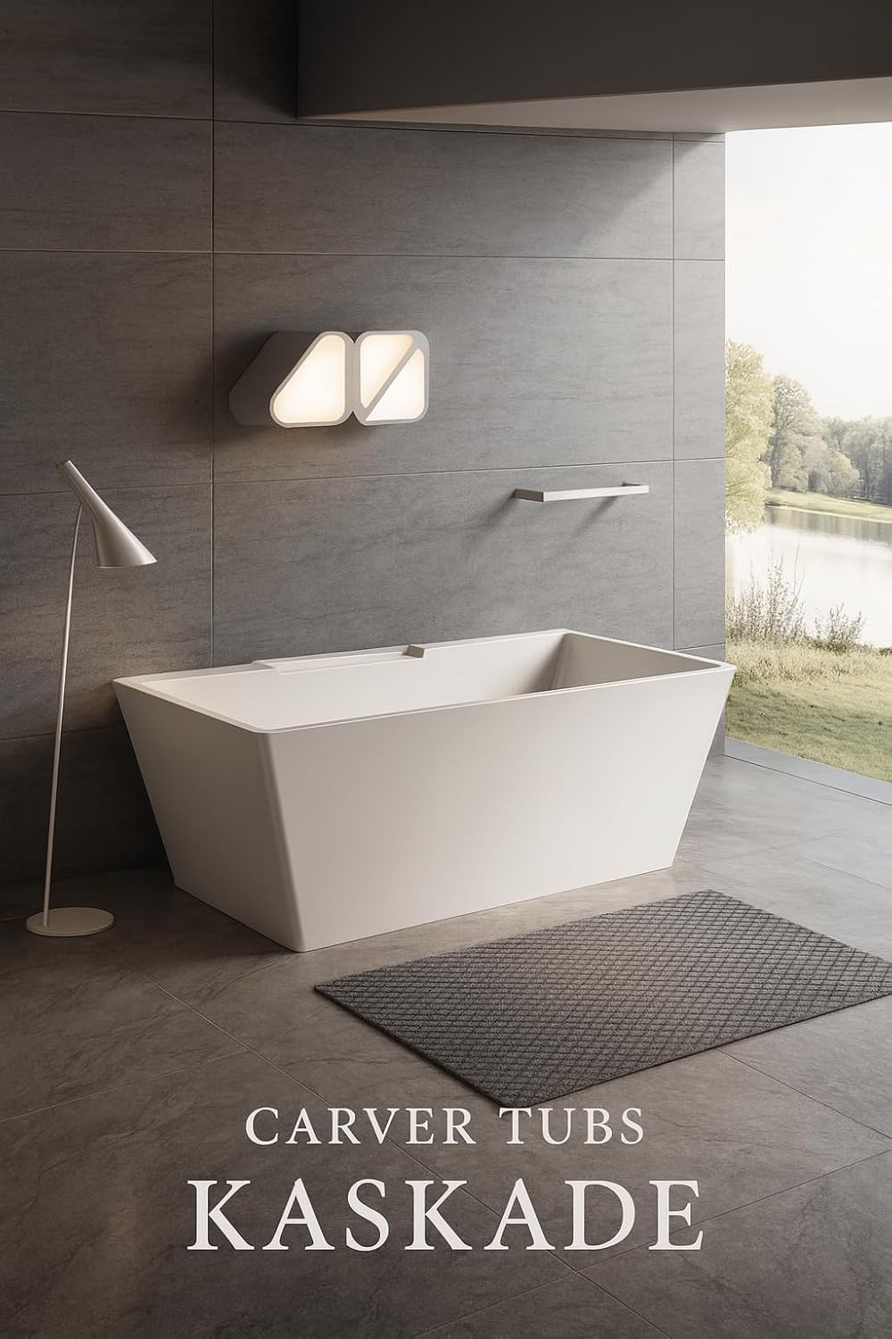 Carver Tubs - Kaskade 71'- Modern White Freestanding Soaking Bath Tubs for Bathroom, w/Oil Rubbed Bronze Center Drain - Modern Rectangle Acrylic Bath Tub - Deep Relaxing Soak - 71'L x32'W x 23'H