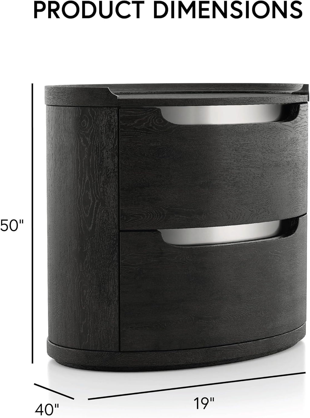 Furniture of America Teada Modern Solid Wood 5-Piece Bedroom Set with Padded Curved Headboard, Oval Nightstand, Felt-Lined Top and UV-Stained Lower Drawers, Box Spring Needed, King, Black