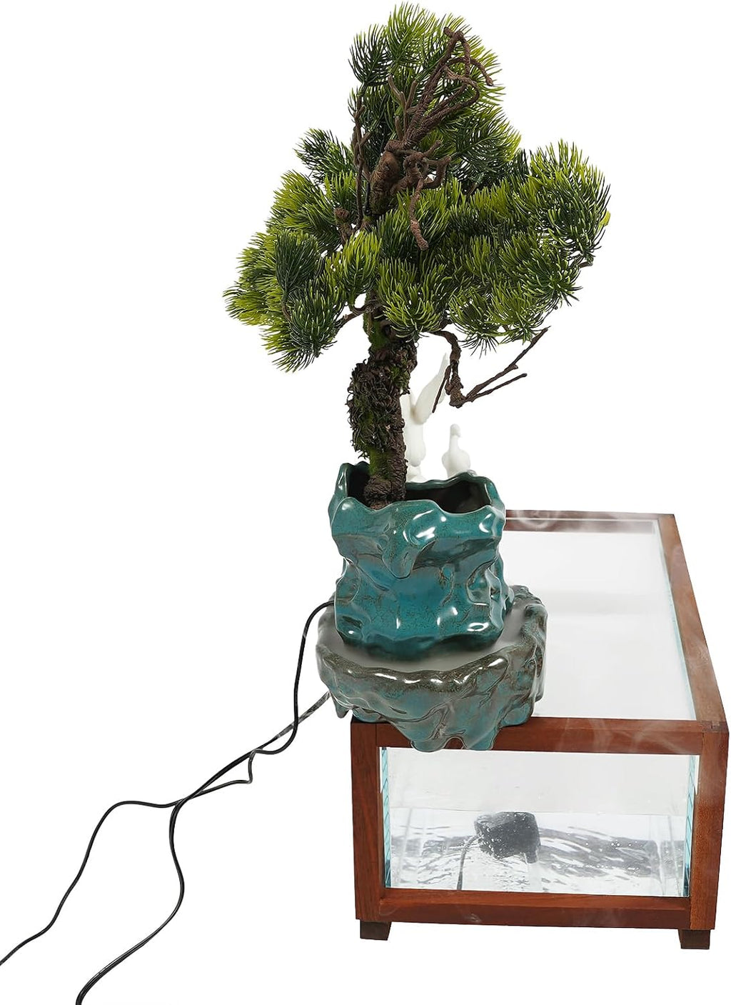 Indoor Fountain Rockery Tabletop Fountain with an Atomizer Elaxation Water Feature Meditation Desktop Fountains for Home Office Decor or Giving 18.9'' x 9.8'' x 13.4'' with LED Light