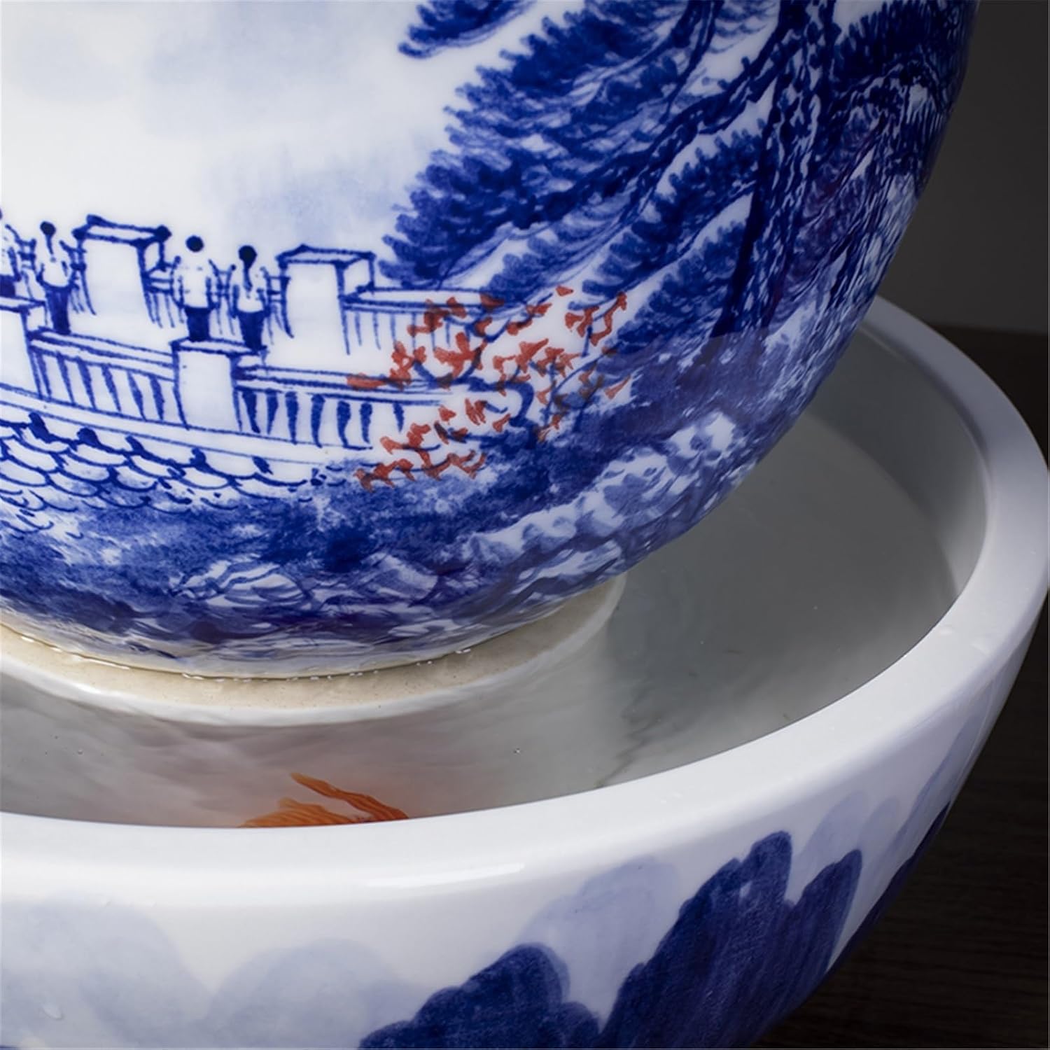 Tabletop Fountain Tabletop Water Fountain Chinese Minimalist Water Fountain Ornaments Hand-Painted Ceramic Decoration