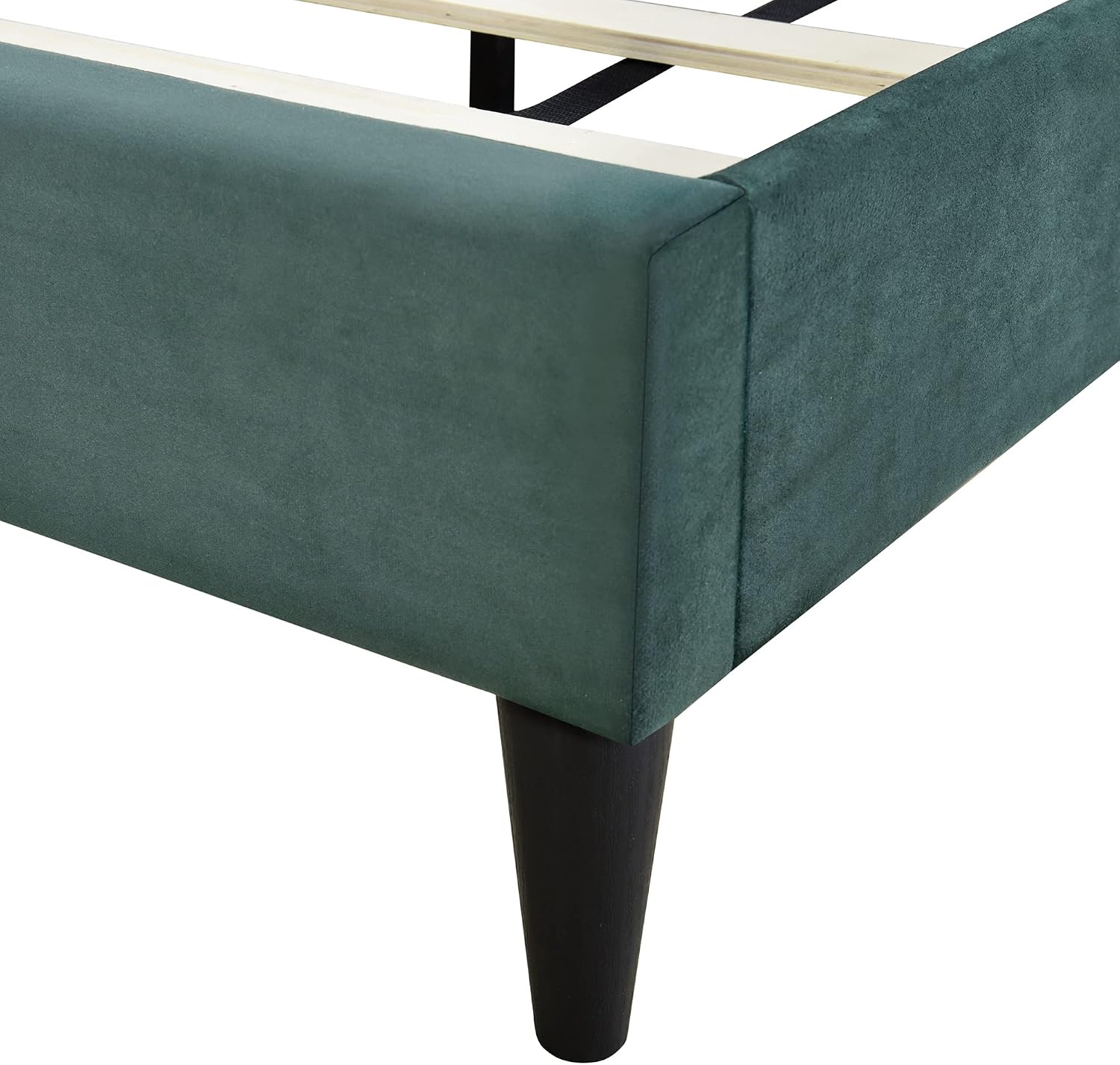 KLMM Elegant Full Size Upholstered Platform Bed,No Box Spring Needed, Velvet Fabric, Suitable for Bedroom Use, Easy to Assemble (Green#K^)