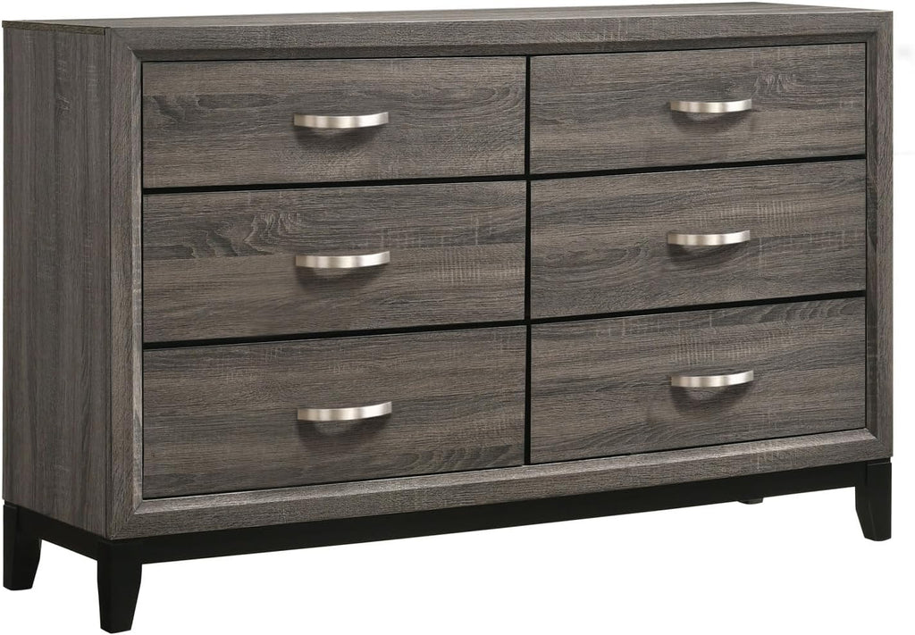 Carina Grey Oak and Black 5-Piece Eastern King Panel Bedroom Set